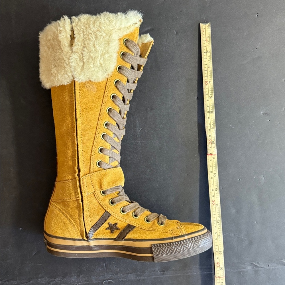 Rare🌟Vtg Converse brown leather XXHI sneakers Knee high full lace buckle.Size 7 - Picture 12 of 16